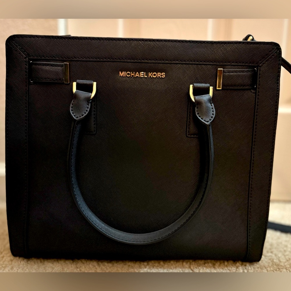 Michael Kors black crossbody tote purse